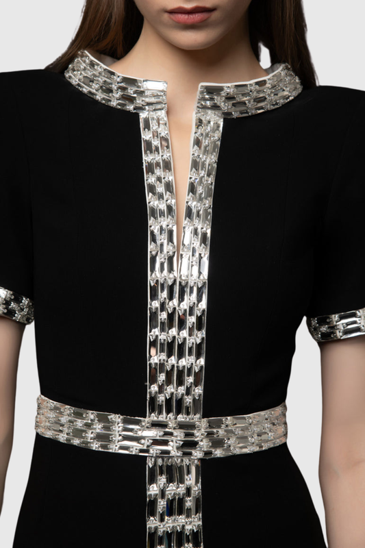 Oldaya Crystal Embellished Split Maxi Dress