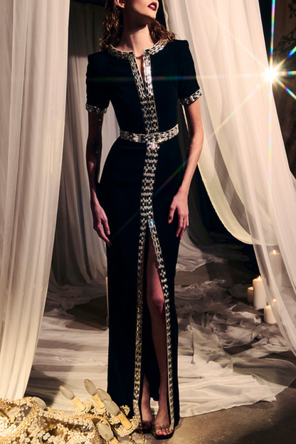 Oldaya Crystal Embellished Split Maxi Dress