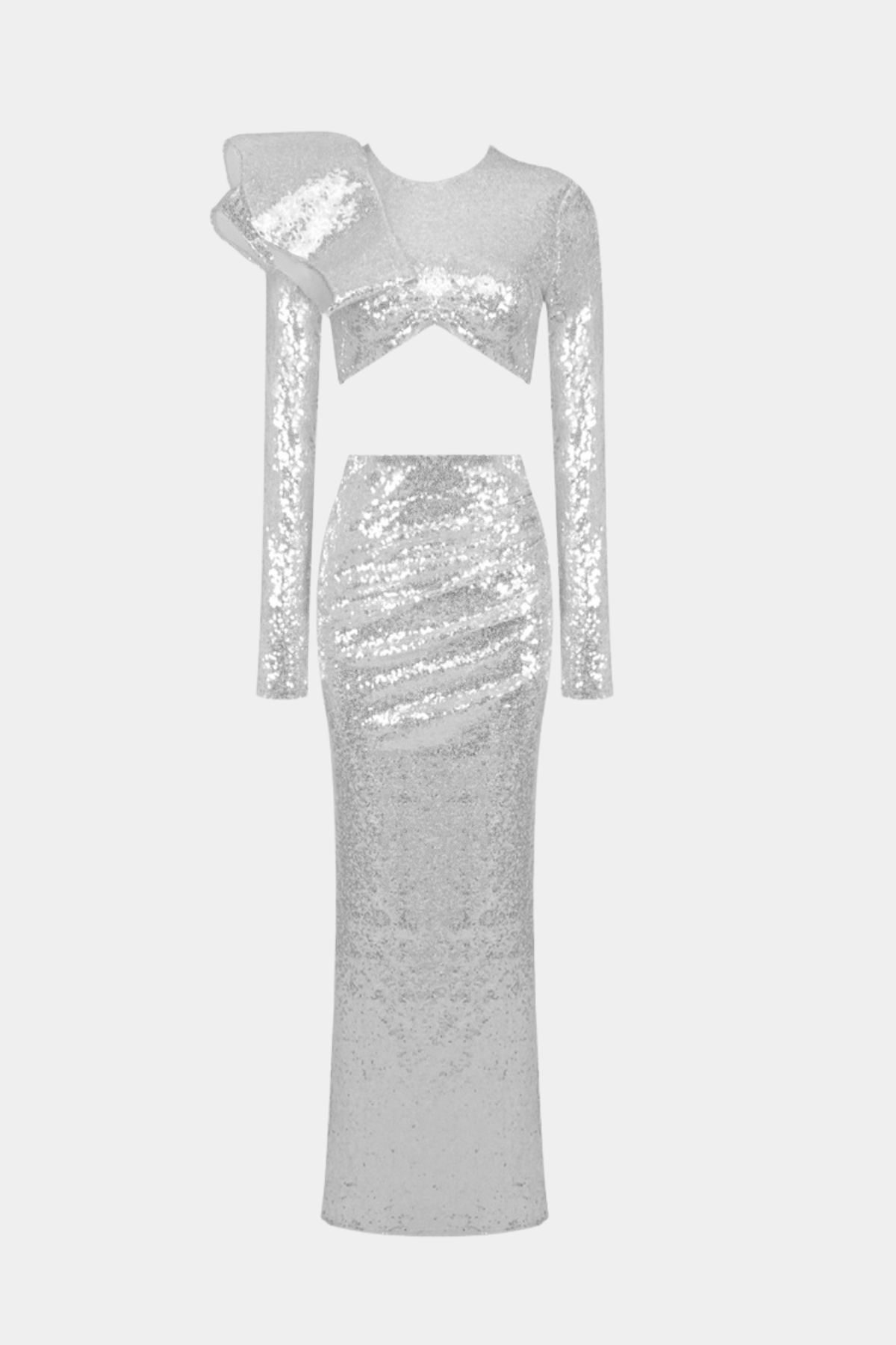 Oliviar Sequin Crop Top & Maxi Skirt Set