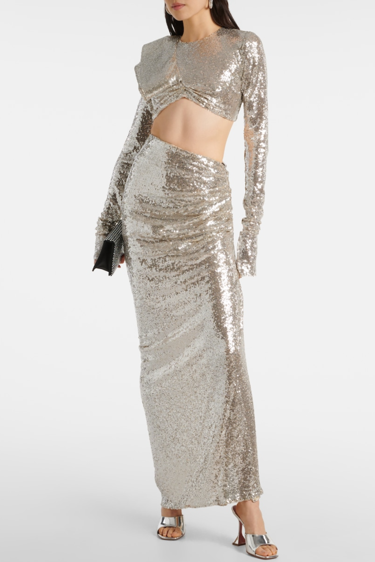 Oliviar Sequin Crop Top & Maxi Skirt Set