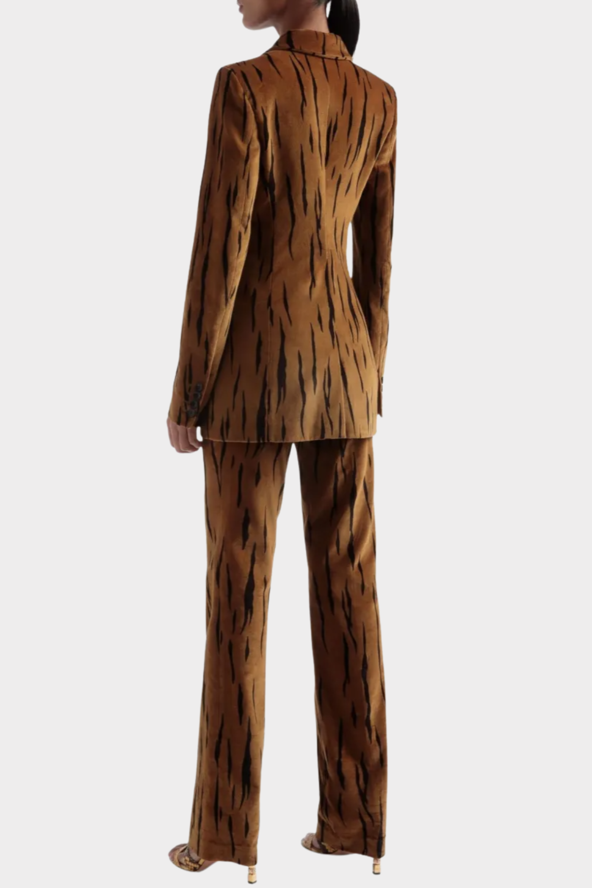 Omaira Tiger Print Velvet Blazer & Pants Set