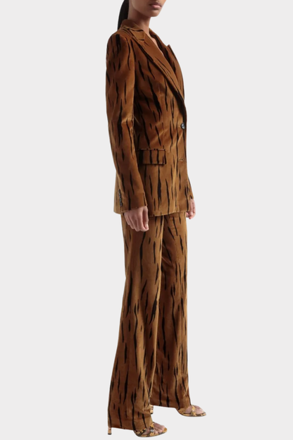 Omaira Tiger Print Velvet Blazer & Pants Set