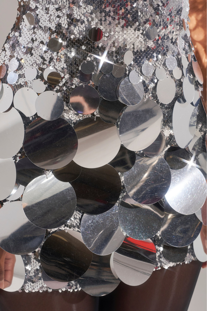 Ominik Sequin Mini Dress - Silver