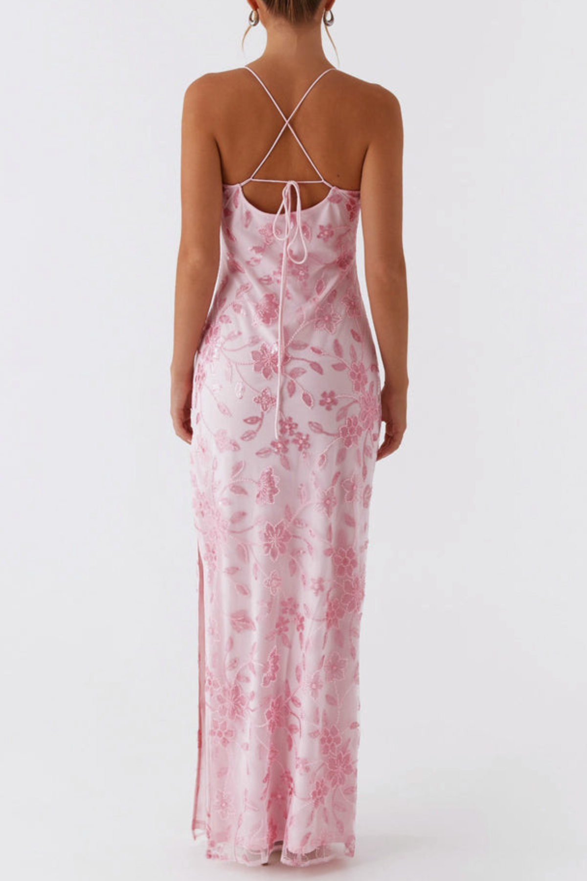 Ongus Floral Sequin Maxi Dress - Pink