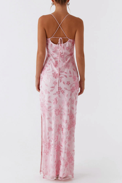 Ongus Floral Sequin Maxi Dress - Pink