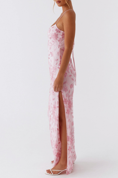 Ongus Floral Sequin Maxi Dress - Pink