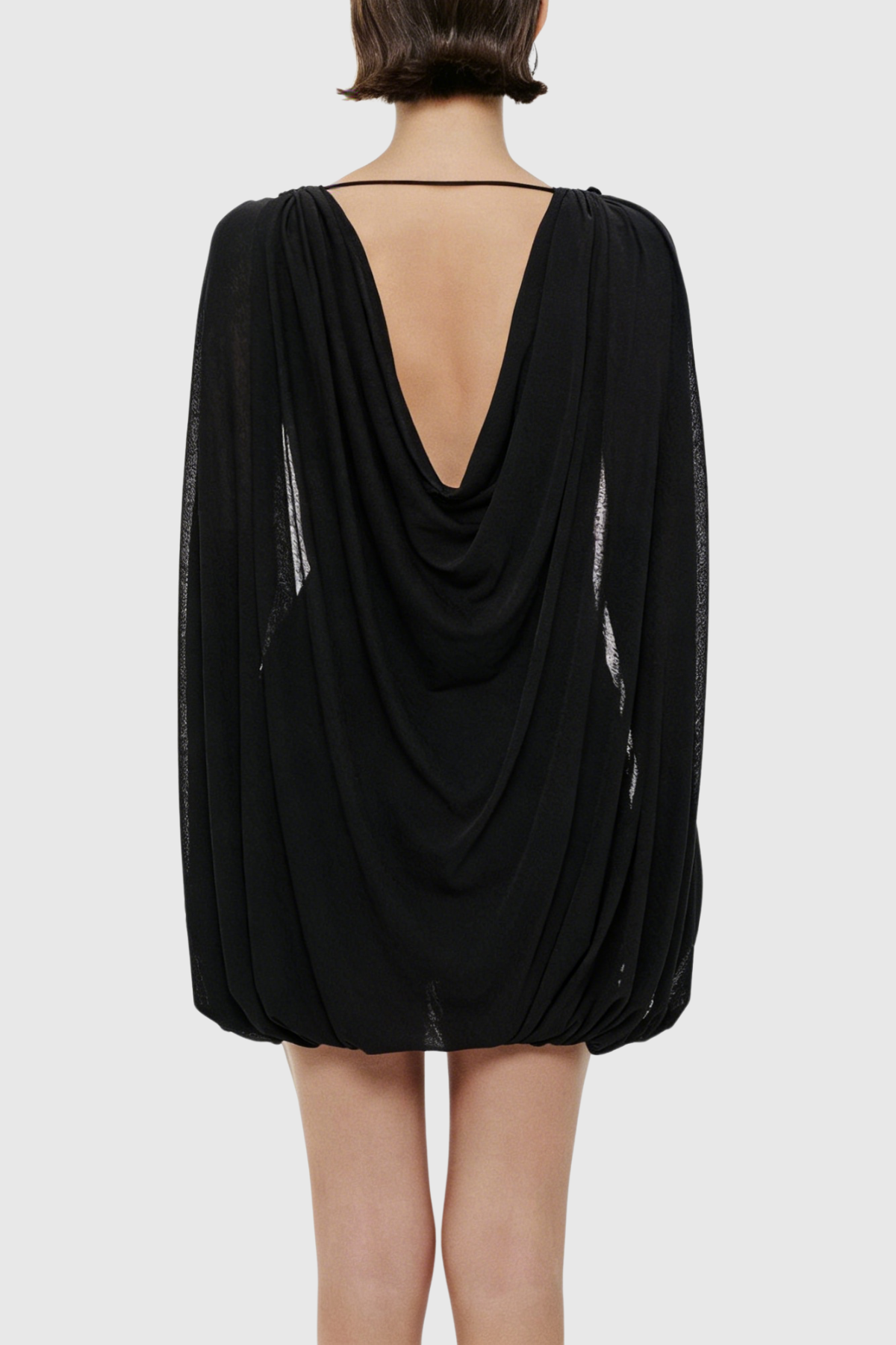Onyx Draped Mini Dress - Black