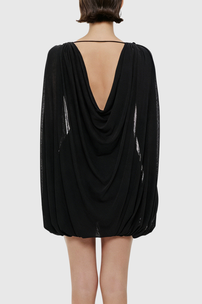 Onyx Draped Mini Dress - Black