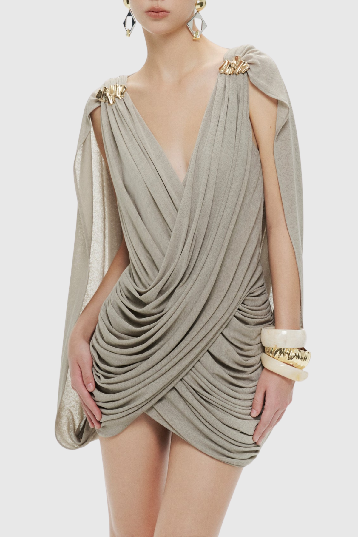 Onyx Draped Mini Dress - Grey