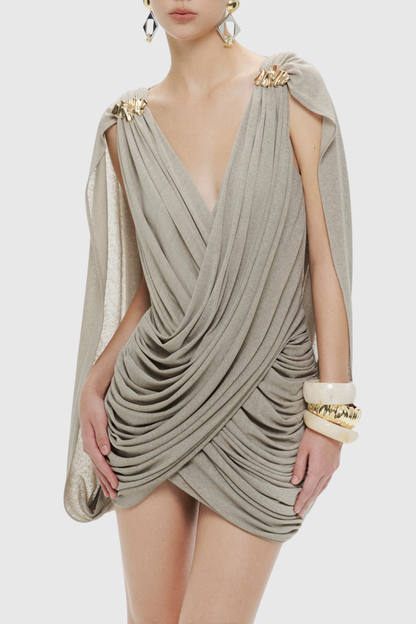 Onyx Draped Mini Dress - Grey