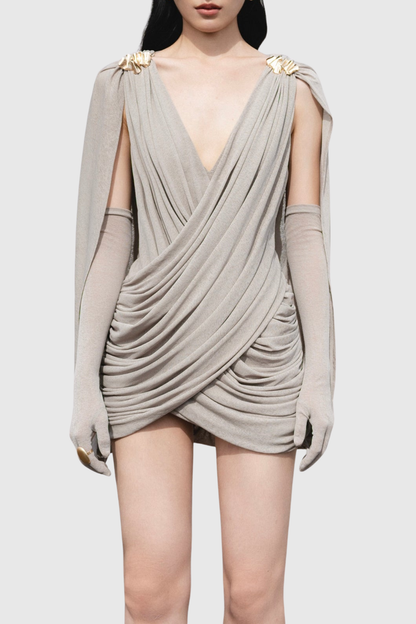Onyx Draped Mini Dress - Grey