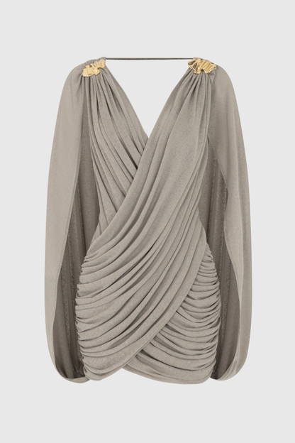 Onyx Draped Mini Dress - Grey