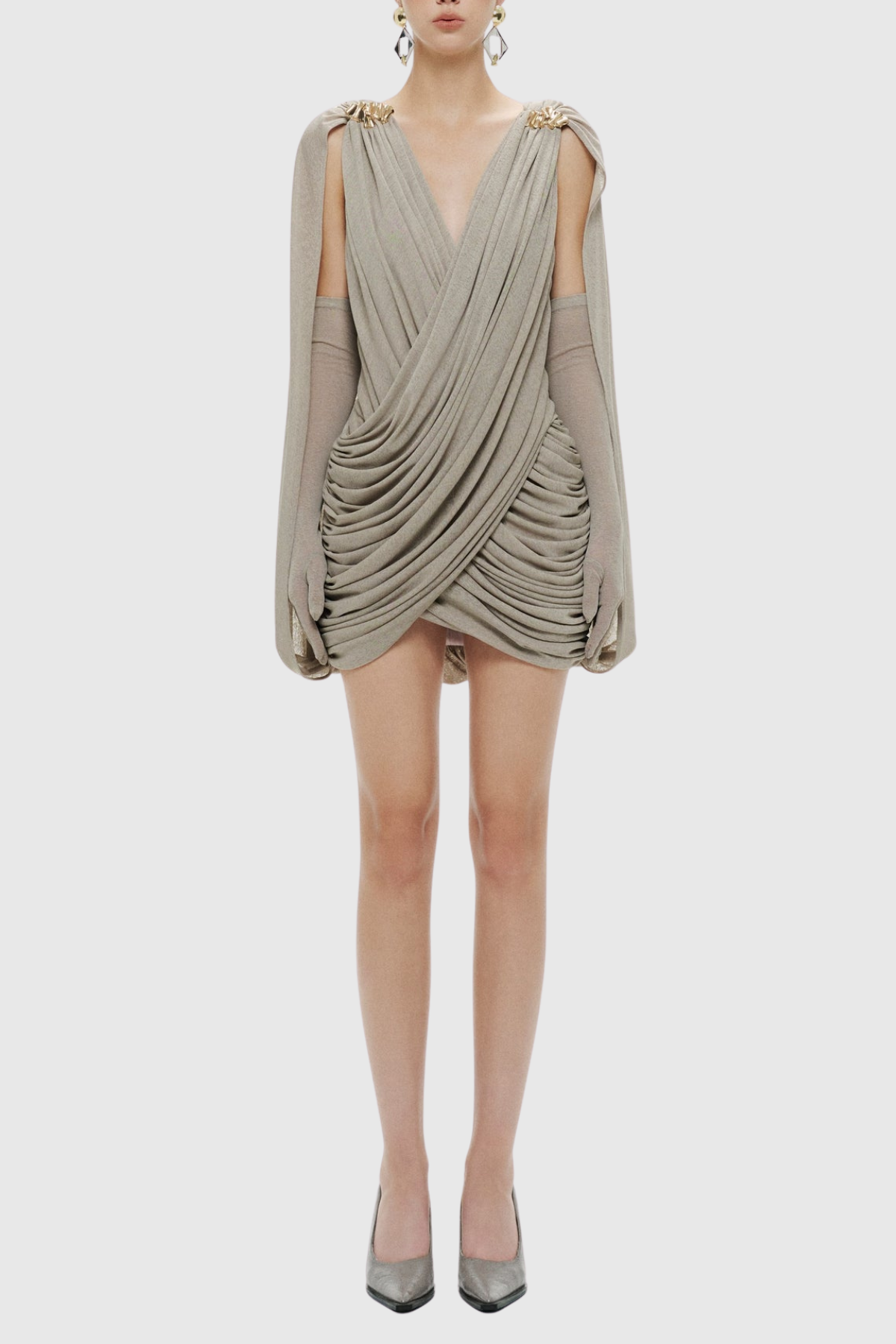 Onyx Draped Mini Dress - Grey