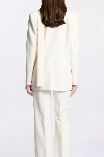 Ophelia Scarf-Detailed Blazer Set - White