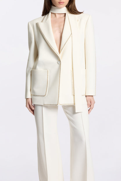 Ophelia Scarf-Detailed Blazer Set - White