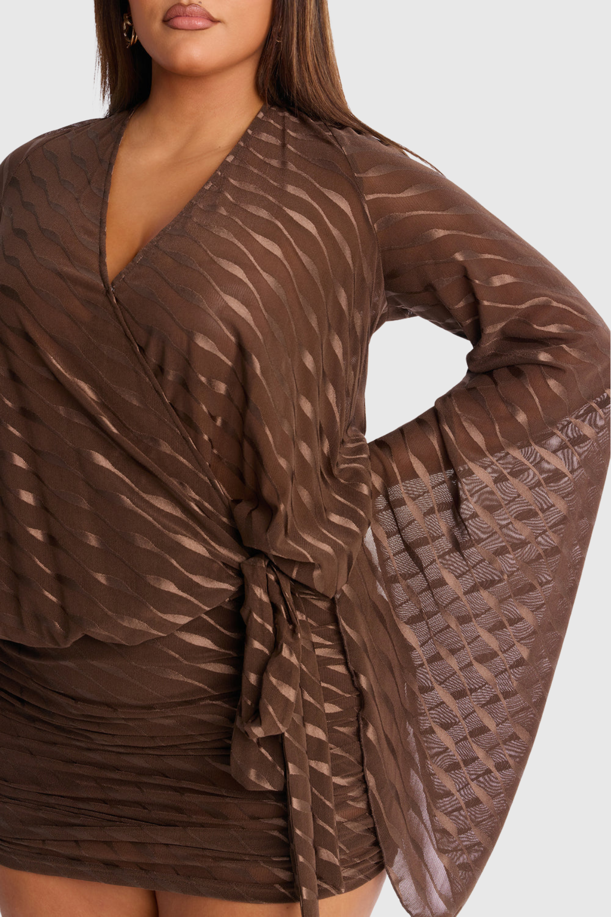 Ophira Mesh Ruched Mini Dress