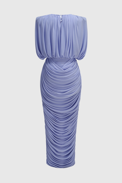 Oracia Mesh Draped Top & Midi Dress Set