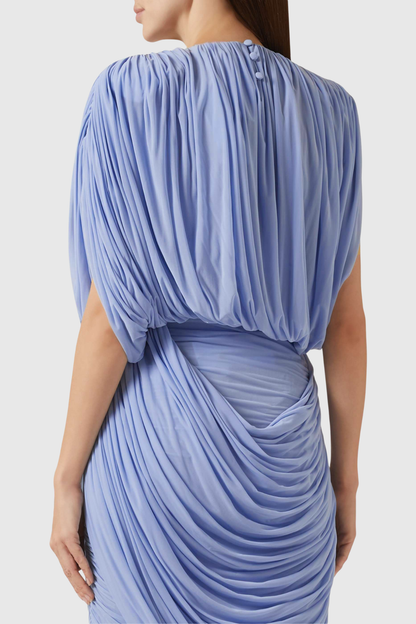 Oracia Mesh Draped Top & Midi Dress Set