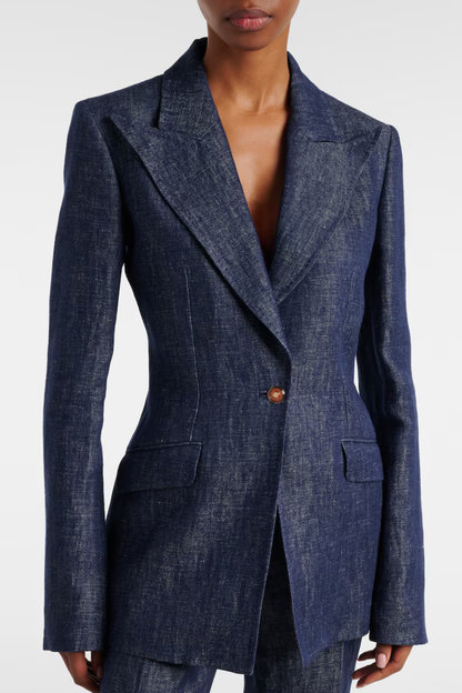 Orelia Denim Blazer & Trousers Set