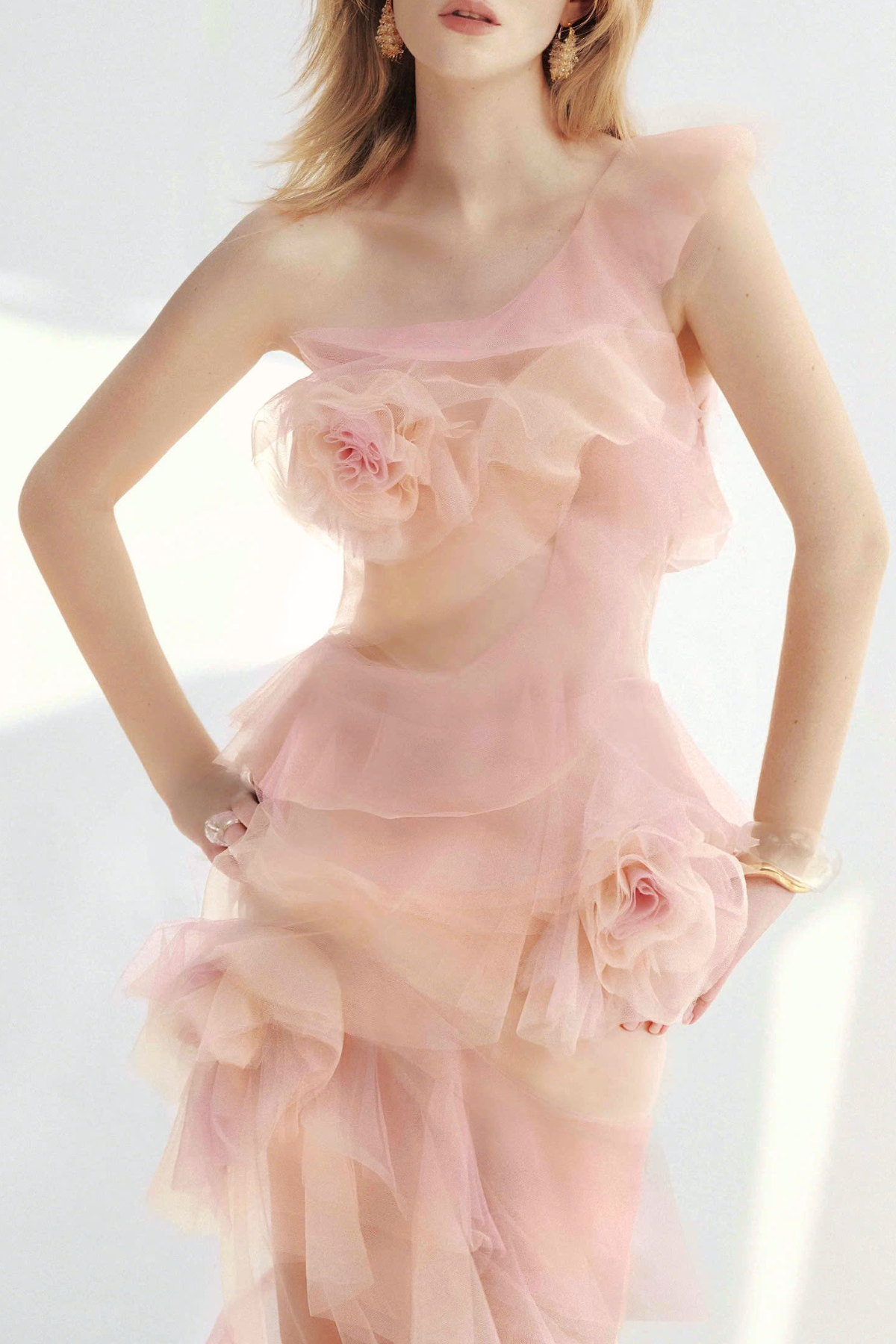 Oriane One Shoulder Floral Ruffle Maxi Dress