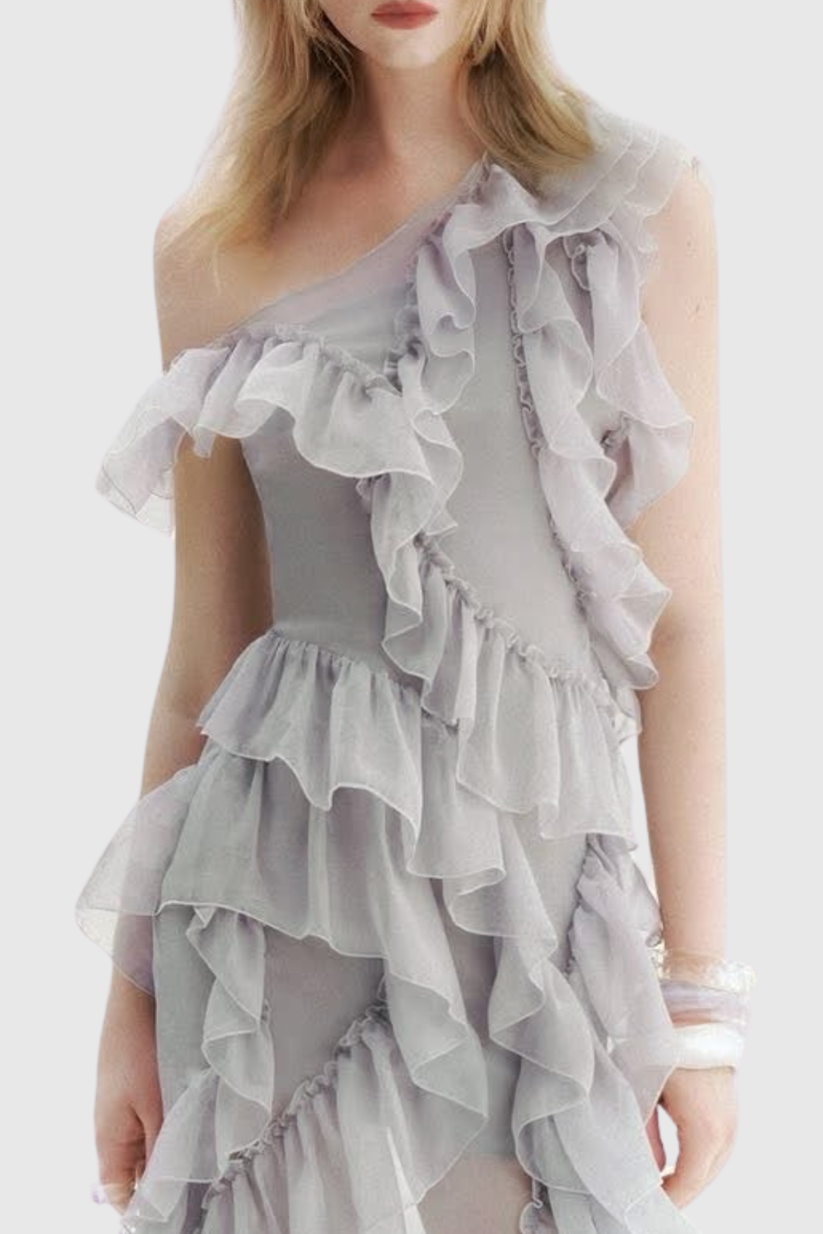 Oriane One Shoulder Ruffle Maxi Dress