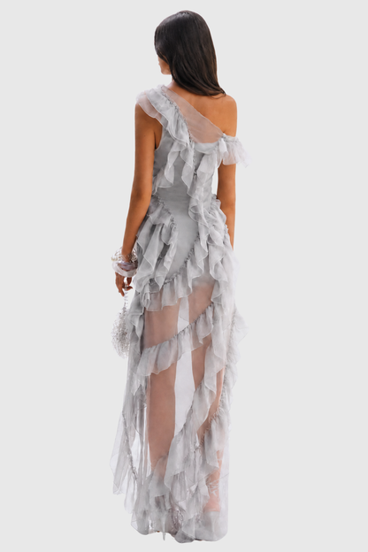 Oriane One Shoulder Ruffle Maxi Dress