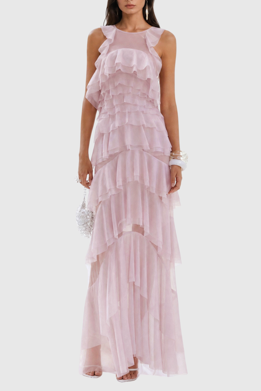 Oriane Sleeveless Ruffle Maxi Dress