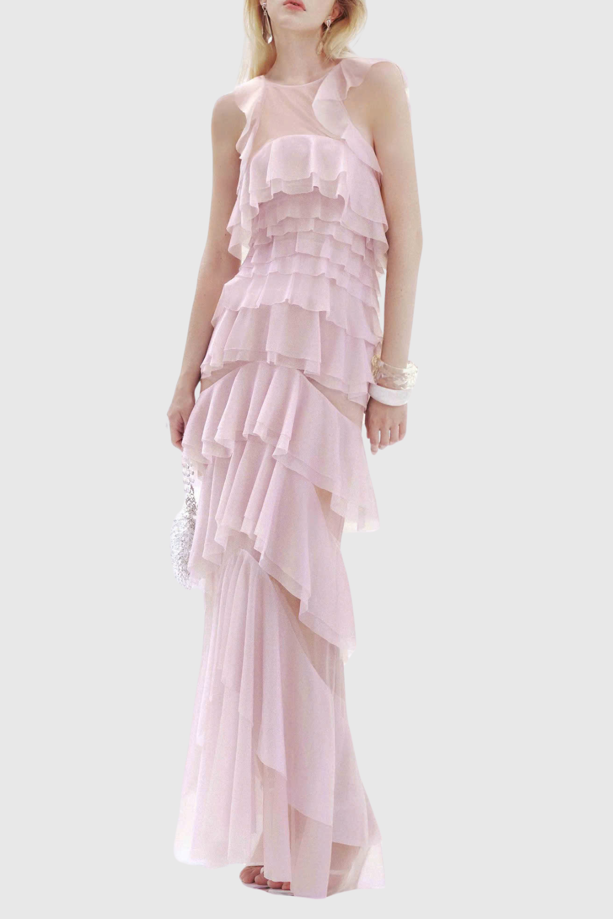 Oriane Sleeveless Ruffle Maxi Dress