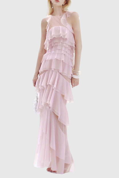 Oriane Sleeveless Ruffle Maxi Dress