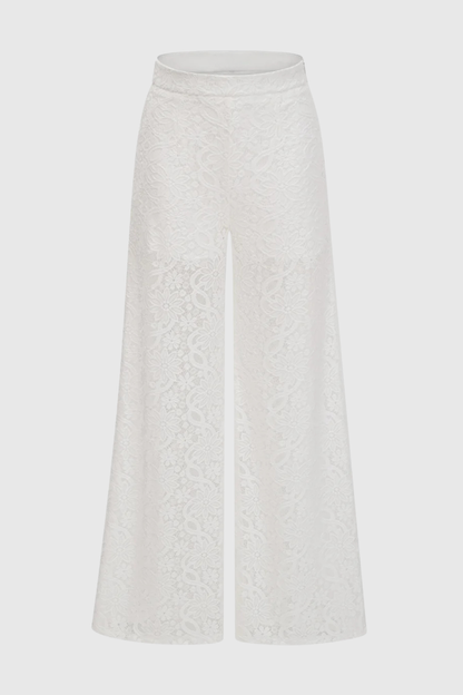 Orlaith Floral Lace Top & Pants Set - White