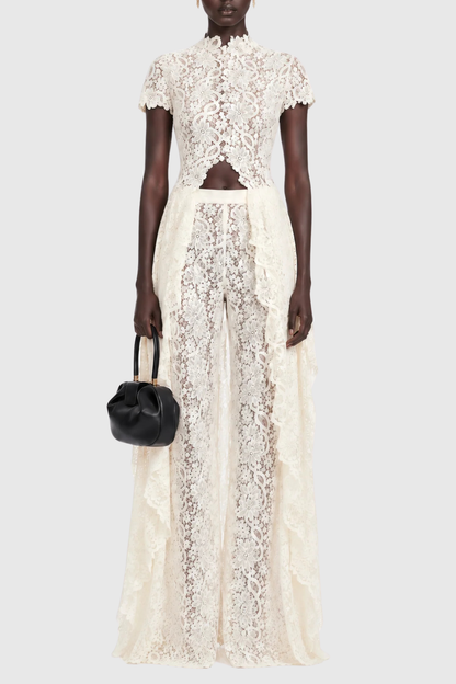 Orlaith Floral Lace Top & Pants Set - White