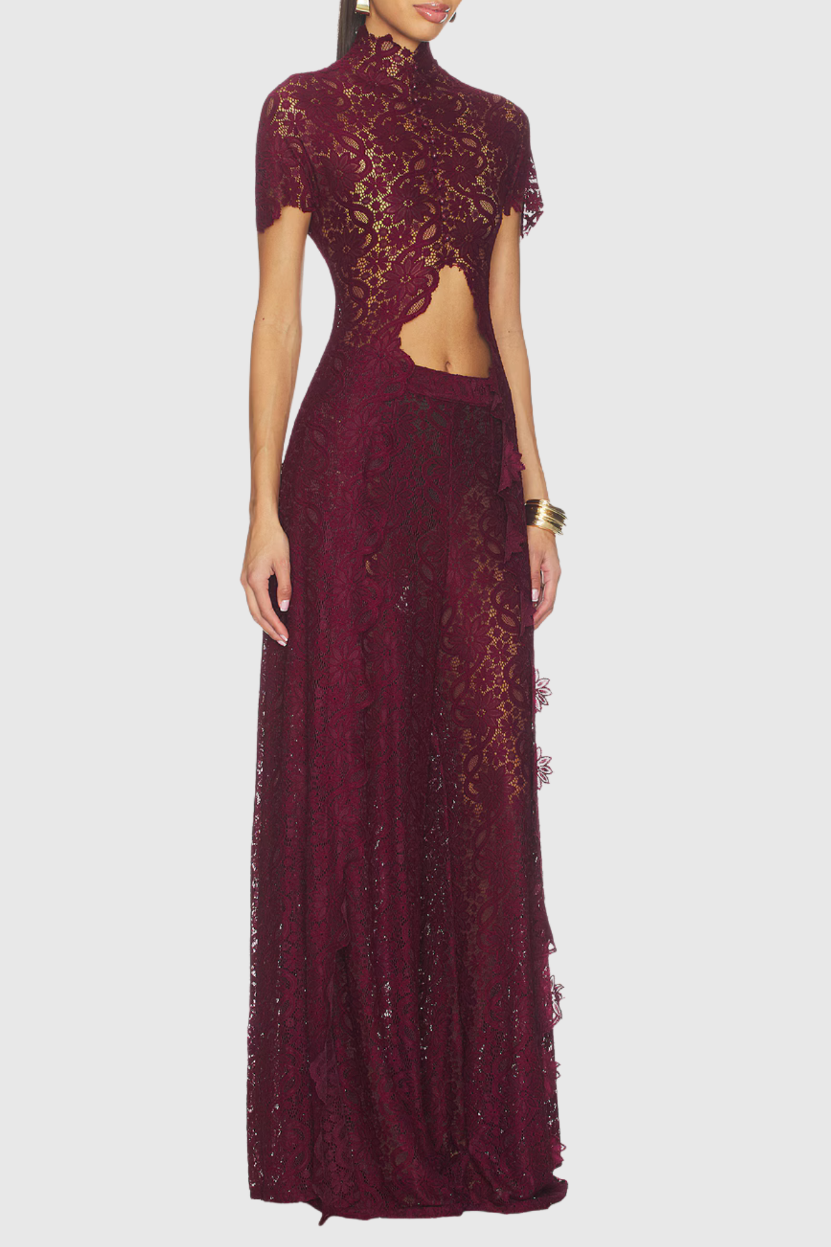 Orlaith Floral Lace Top & Pants Set - Wine