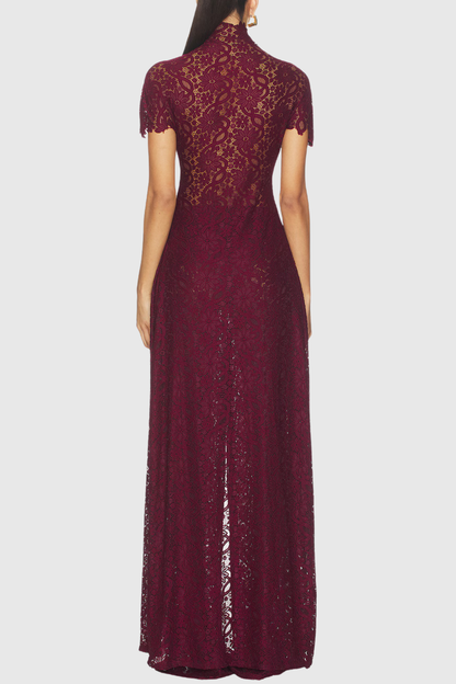 Orlaith Floral Lace Top & Pants Set - Wine