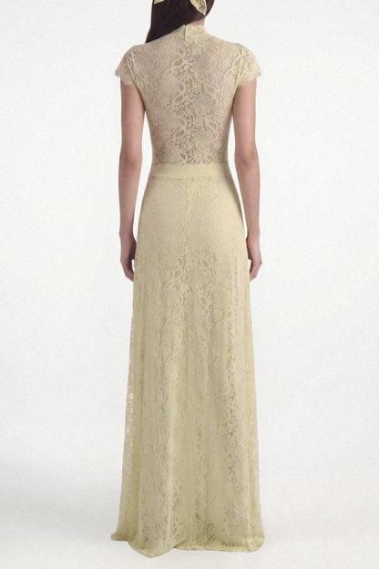 Orlaith Floral Lace Top & Pants Set - Yellow