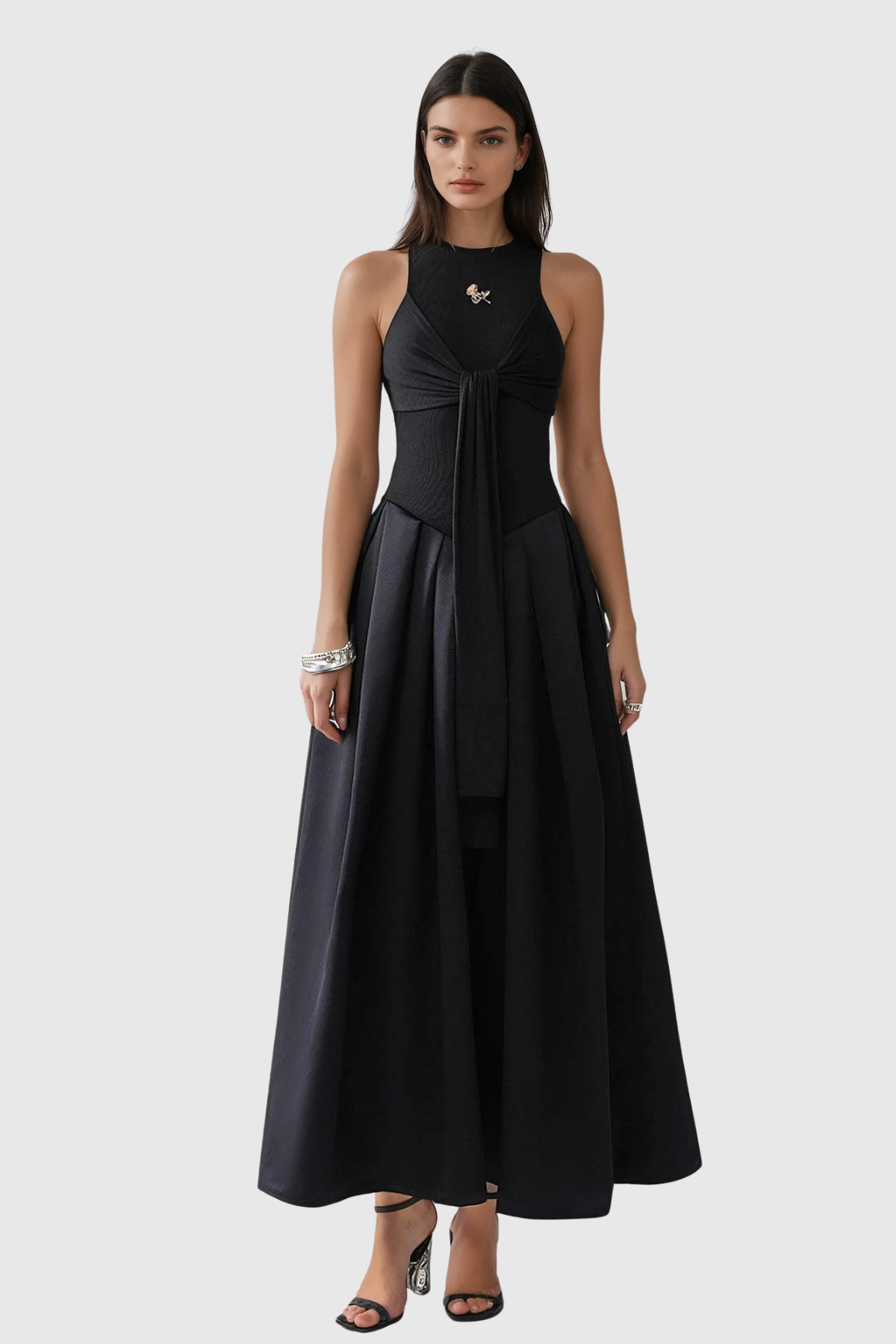 Orlando Cold Shoulder Sleeve Maxi Dress - Black