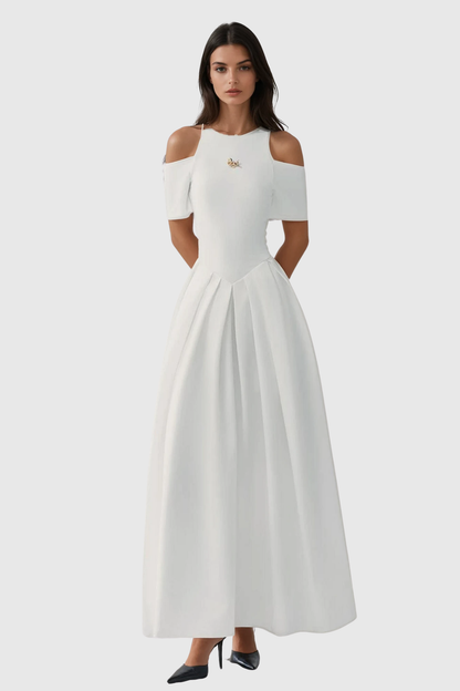 Orlando Cold Shoulder Sleeve Maxi Dress - White