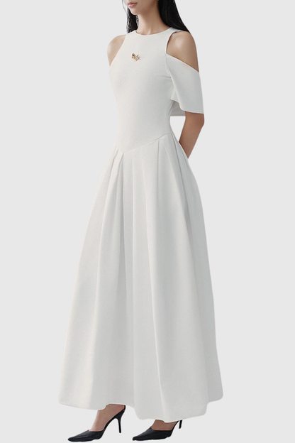 Orlando Cold Shoulder Sleeve Maxi Dress - White