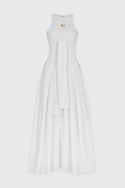 Orlando Cold Shoulder Sleeve Maxi Dress - White