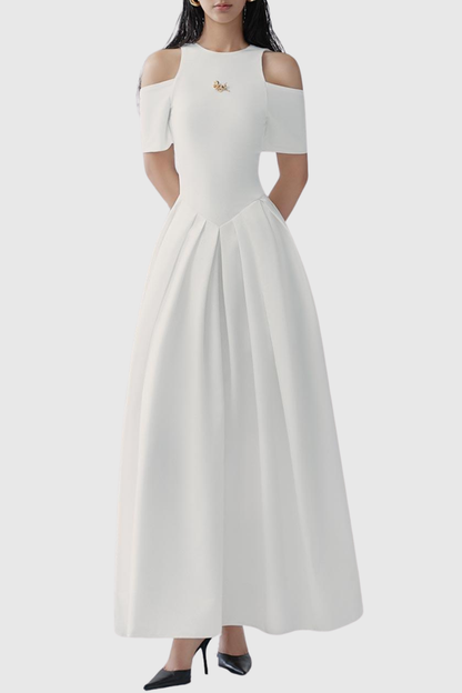 Orlando Cold Shoulder Sleeve Maxi Dress - White