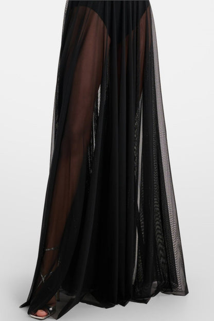 Ornan Halter Mesh Maxi Dress