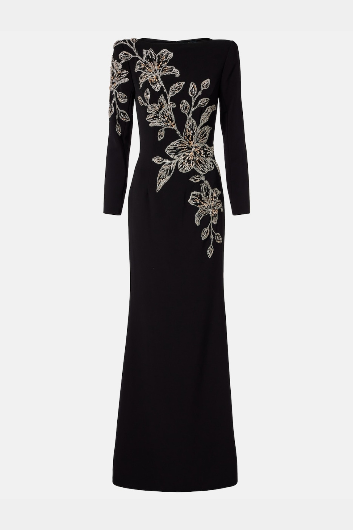 Orphra Floral Embellished Maxi Dress - Black