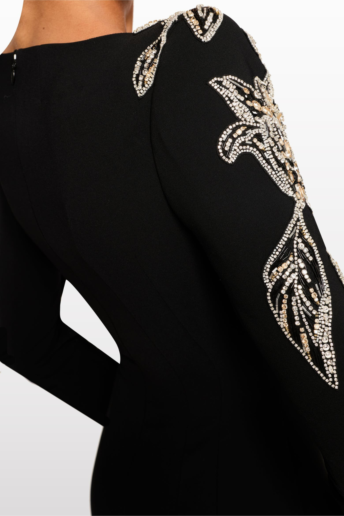 Orphra Floral Embellished Maxi Dress - Black