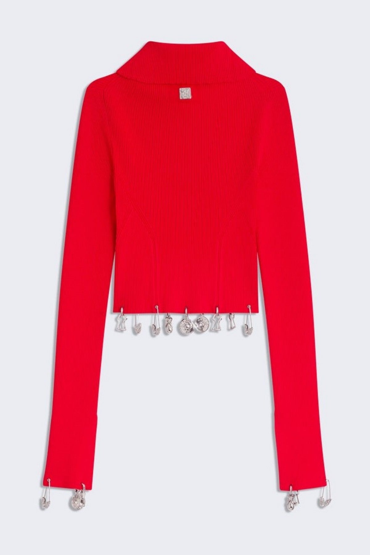 Ortiza Metal Embellished Knit Top & Midi Skirt Set - Red