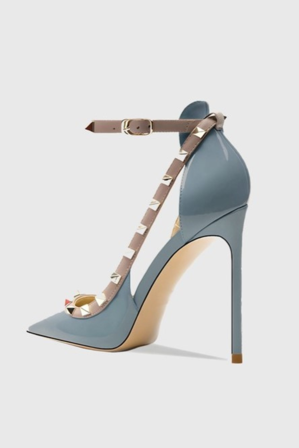 Osanya Rivet Embellished Strap Cutout Pumps  - Blue