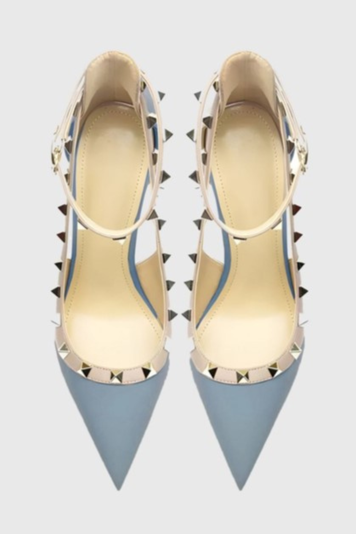 Osanya Rivet Embellished Strap Cutout Pumps  - Blue