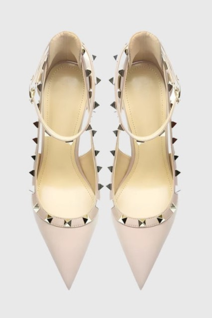 Osanya Rivet Embellished Strap Cutout Pumps  - Pink