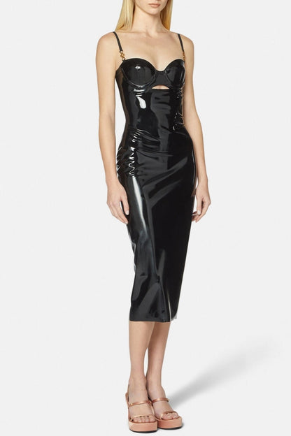 Oscera Latex Cutout Midi Dress