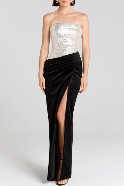 Othell Sequin Strapless Velvet Maxi Dress