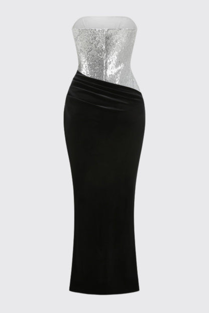 Othell Sequin Strapless Velvet Maxi Dress