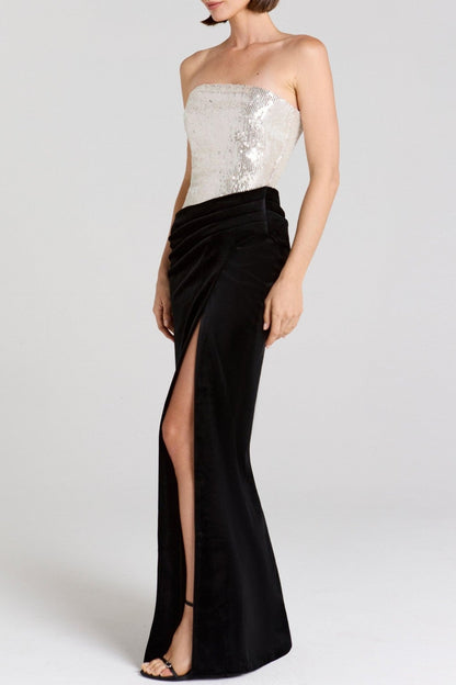 Othell Sequin Strapless Velvet Maxi Dress